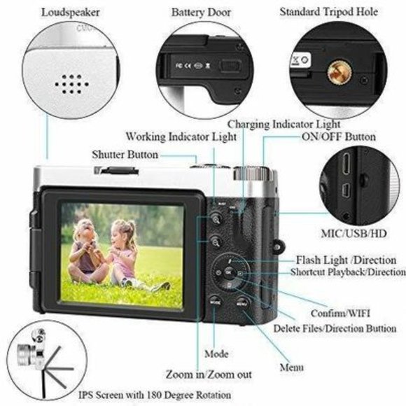 New Multifunctional Digital Vlogging Camera, Full HD, Wide Angle, Wi - Picture 4 of 8